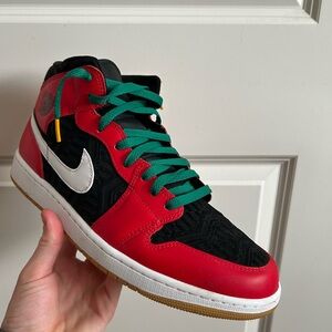 Nike Air Jordan 1 Mid Red Black Sneakers